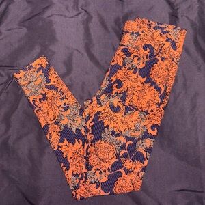 BN*‎ Orange and Blue Floral Leggings (one size)